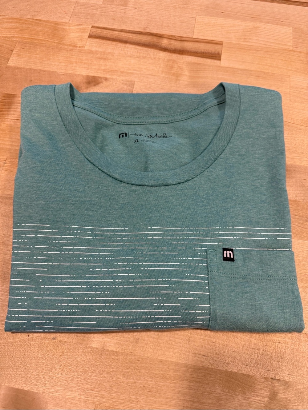 Travis Mathew Teal Crewneck T-Shirt Short Sleeve Pocket Cotton Size XL